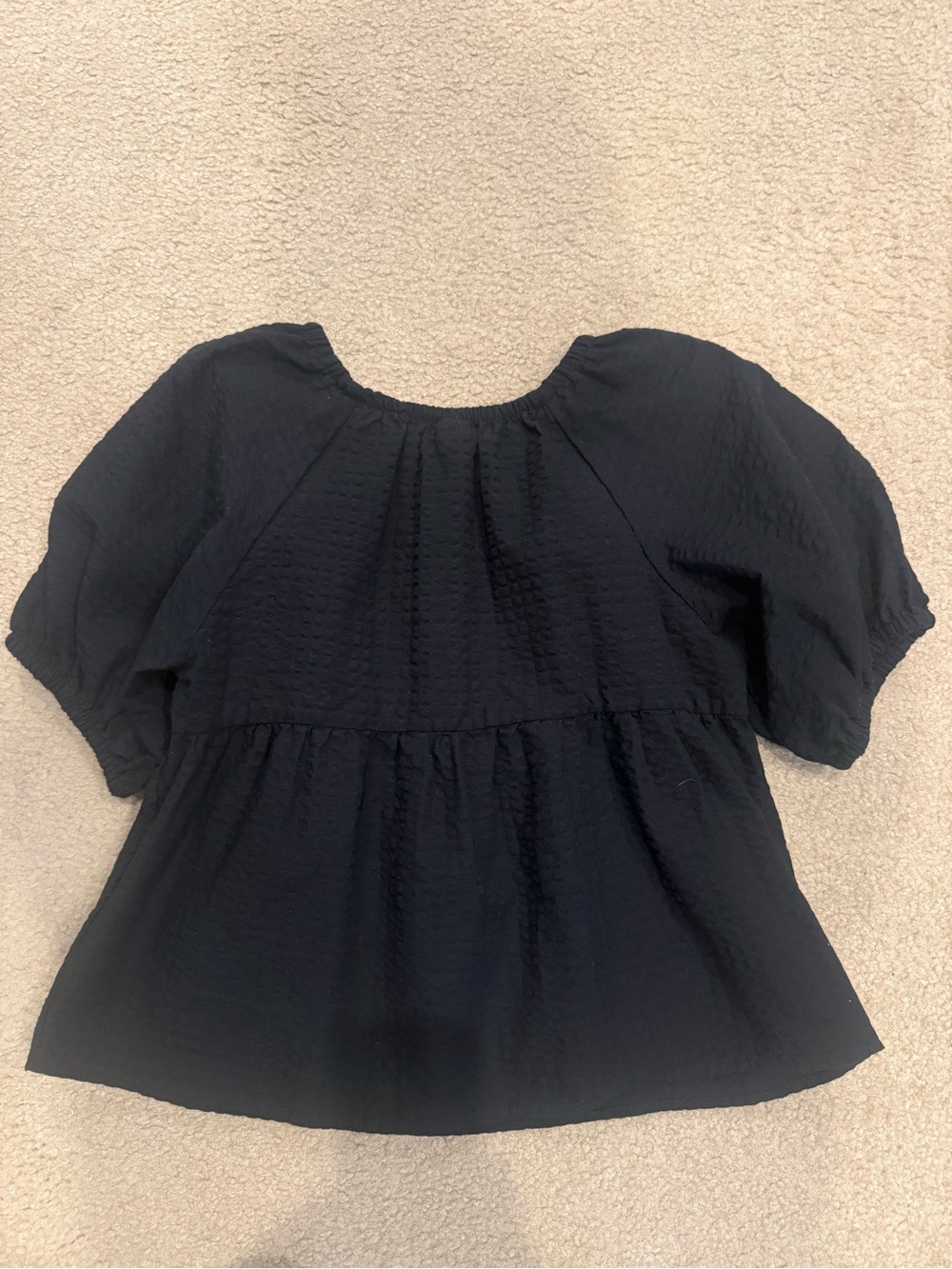 Old Navy Black Peplum Puff-Sleeve Blouse